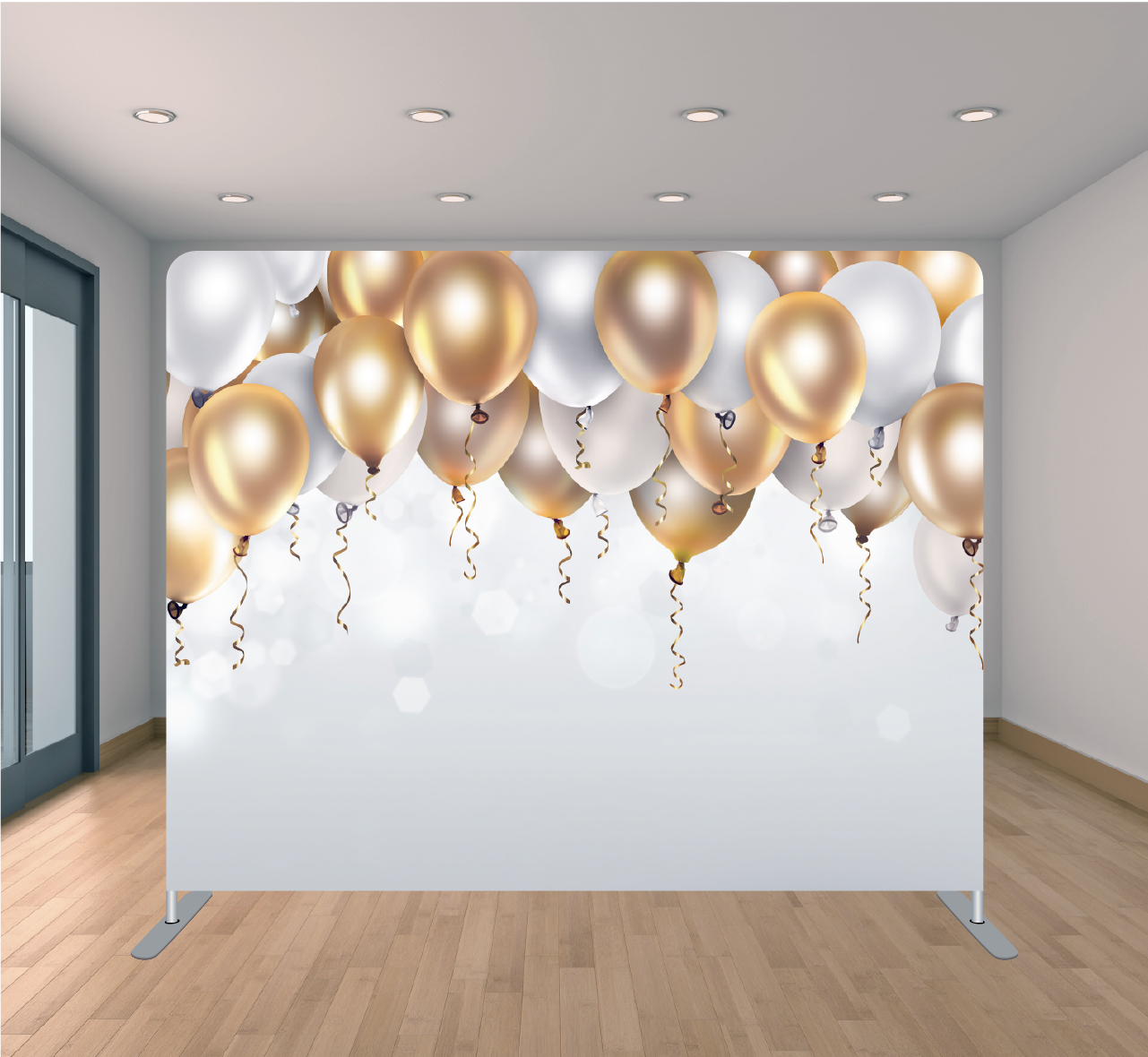 Backdrop mirror - Ballong Guld/vit – Enklare backdrop (bild 1)